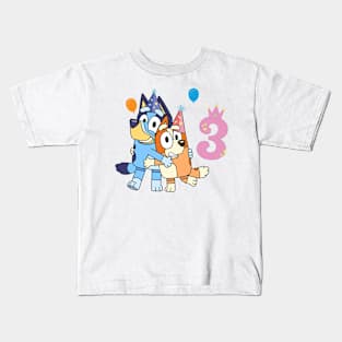 Bluey Happy 3 Years Birthday Kids T-Shirt